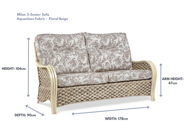 milan natural 3 seater sofa