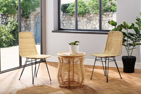 2 natural porto dining chairs and royal table lifestyle