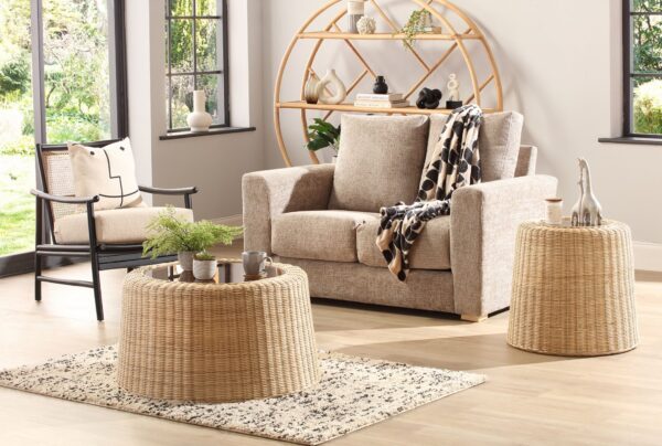 natural woven rattan round coffee table