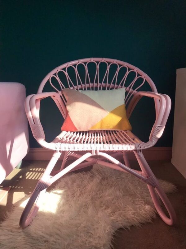 pink nordic rattan chair