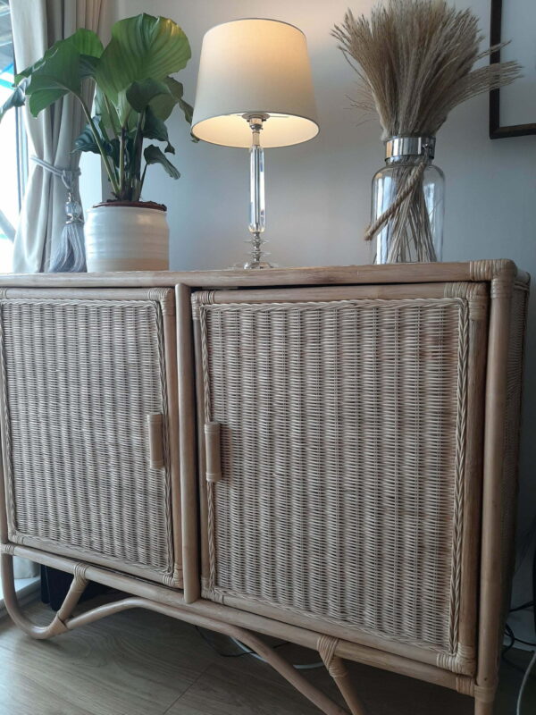 large natural rattan sideboard cabinet