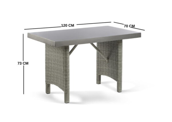 georgia grey rattan outdoor dining set with a slate poly fibre table