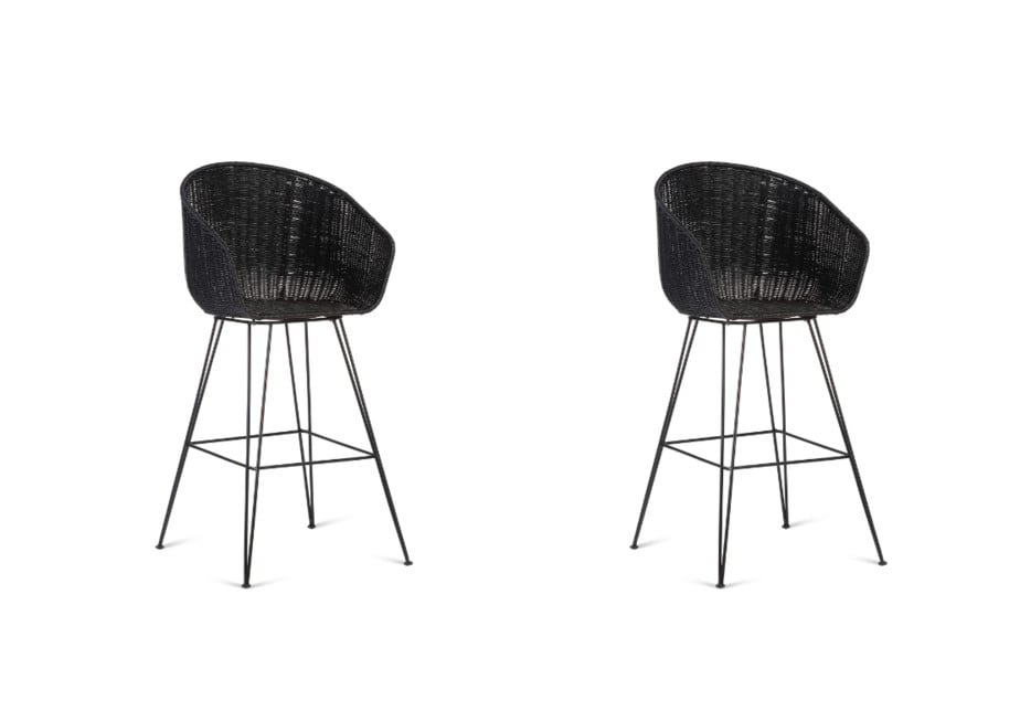 Set Of 2 Black Porto Bar Stool Chair, Mesh Bar Stools Uk