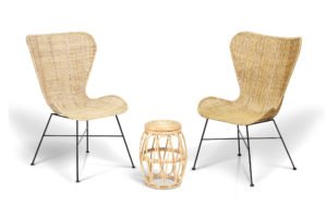 2 natural porto wing chairs and beijing lamp table