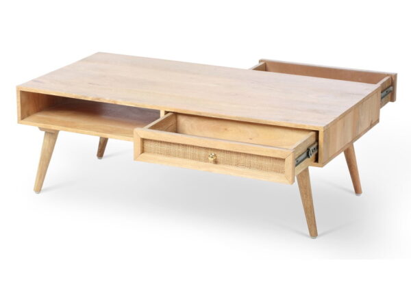 natural coffee table draws open web