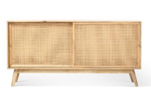 Rattan Mango Wood natural sliding door sideboard Cabinet