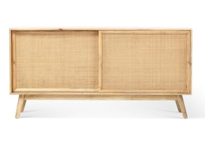 Rattan Mango Wood natural sliding door sideboard Cabinet