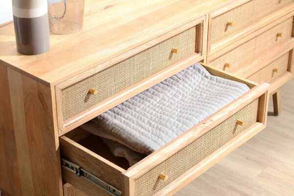 six drawer chest natural detail