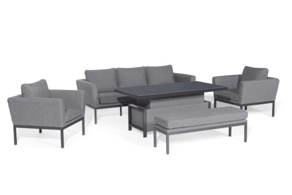 Outdoor fabric aruba 3 seater sofa set with adjustable table and bench 2