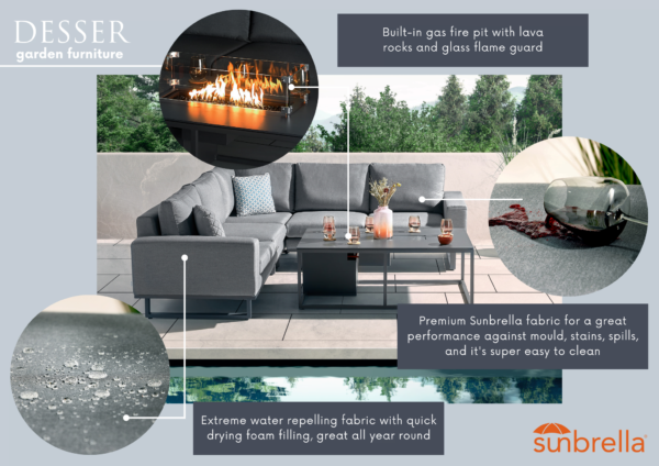 corner sofa set with fire pit table annotated 7