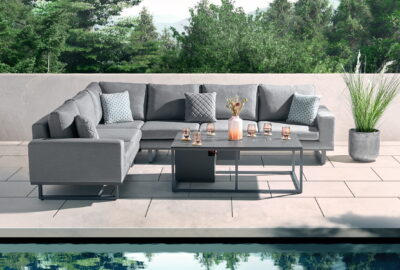 Aruba corner sofa set large with fire pit table 6 seater