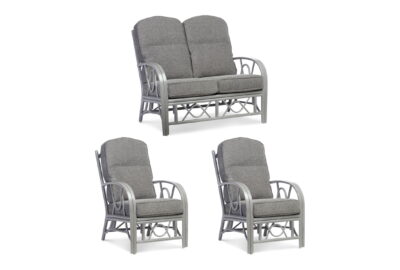 bali grey cane 2 seater sofa suite in slate