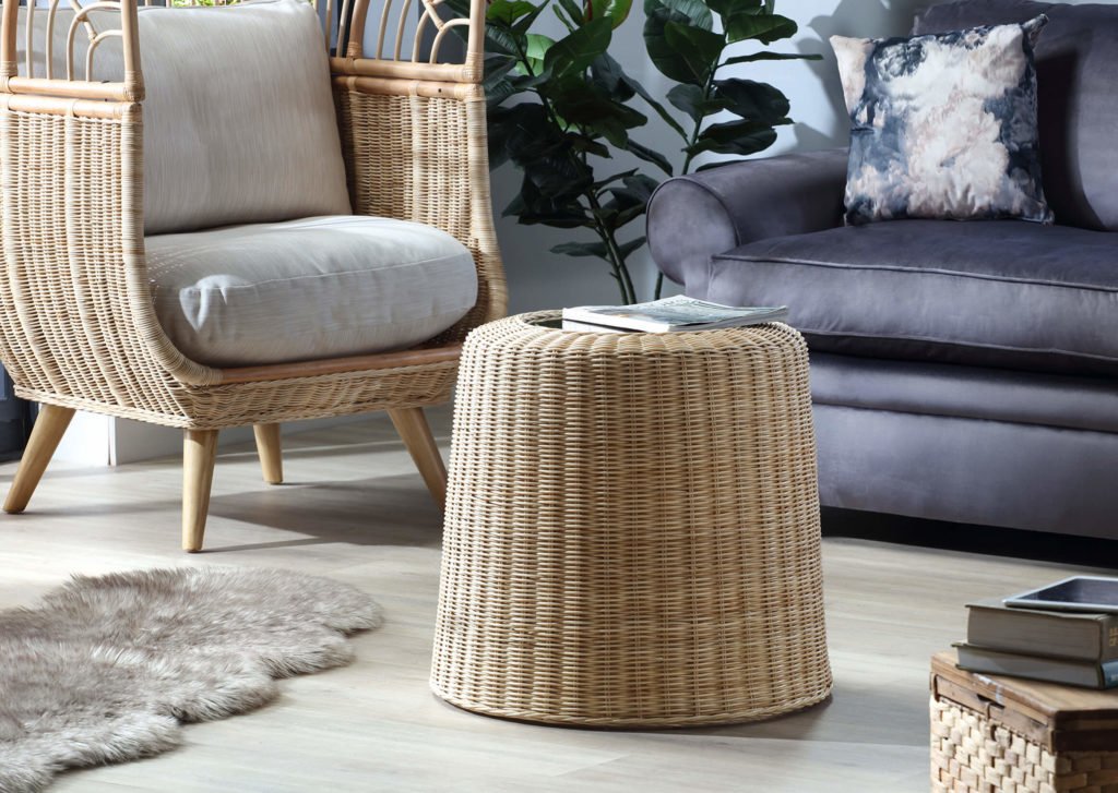 wicker side table round