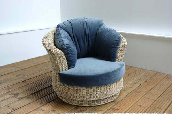 lyon swivel chair in velvet blue