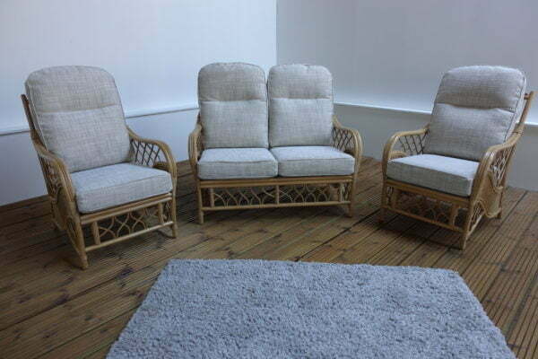 oslo light oak 2 seater suite in kasper (2 seater sofa & 2x chairs)