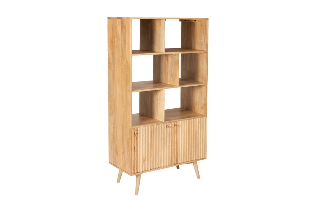 rotterdam bookcase with 2 door storage space mango wood