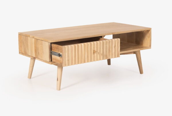 rotterdam mango wood coffee table 2 drawer & storage shelf