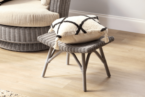 eden grey cane footstool