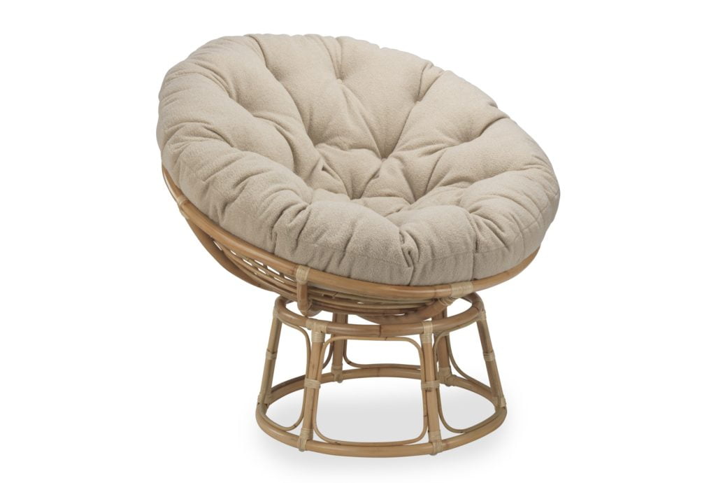 papasan chair natural with boucle latte cushion