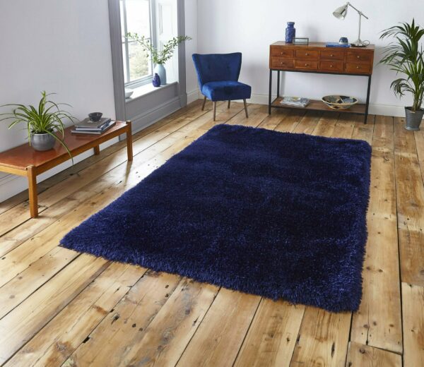 montana shaggy rug in dark navy blue 4 sizes available