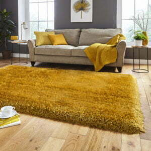 montana shaggy rug in mustard yellow 4 sizes available