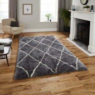 morocco shaggy rug in grey and cream 3 sizes available