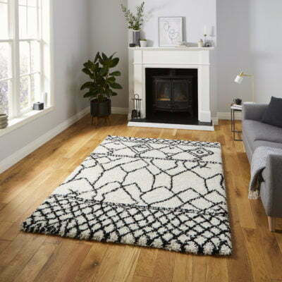 scandi berber rug in white and black 3 sizes available