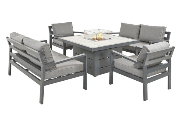 tutbury grey firepit table with 2 sofas and 2 chairs uk made