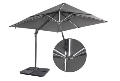 tutbury grey parasol with led lights uk made