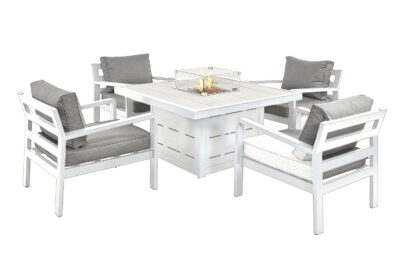 tutbury white firepit table with 4 chairs uk made
