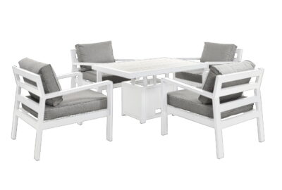 tutbury white rectangular dual height table with 4 chairs uk made