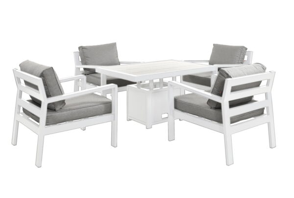 tutbury white rectangular dual height table with 4 chairs uk made