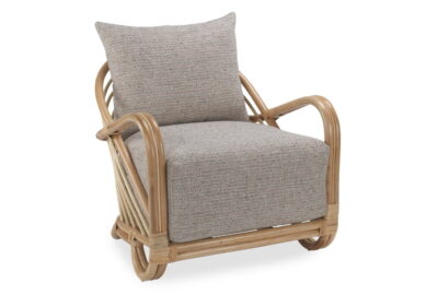 arch rattan armchair in blush tweed
