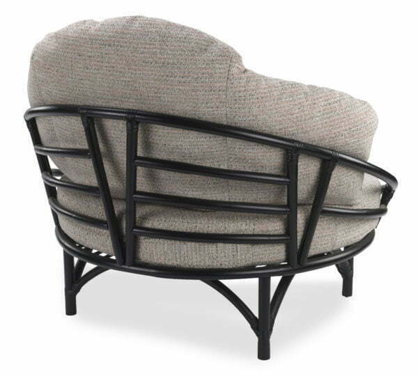 rattan black snug chair in blush tweed cushion