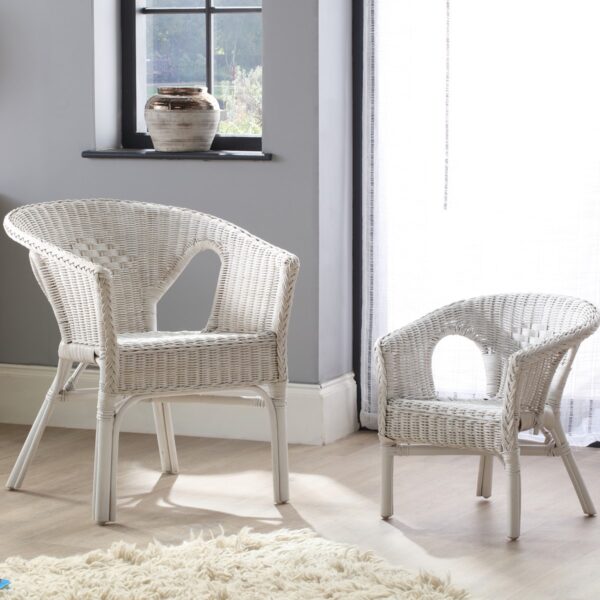 adults small wicker loom chair white