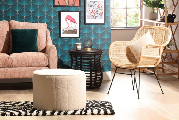 medium ottoman round footstool pouffe d63cm x h45cm – multiple fabrics