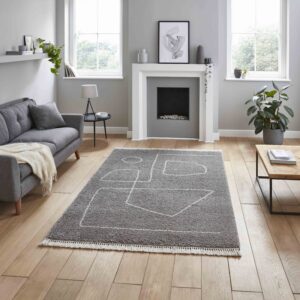 bohemian plush rug in white and black 2 sizes available