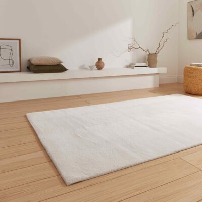 cozy soft plain rug in light grey 4 sizes available