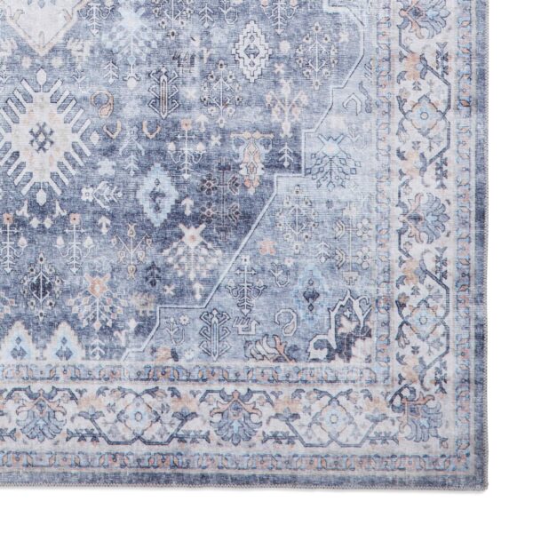 baku washable flat rug in blue 2 sizes available