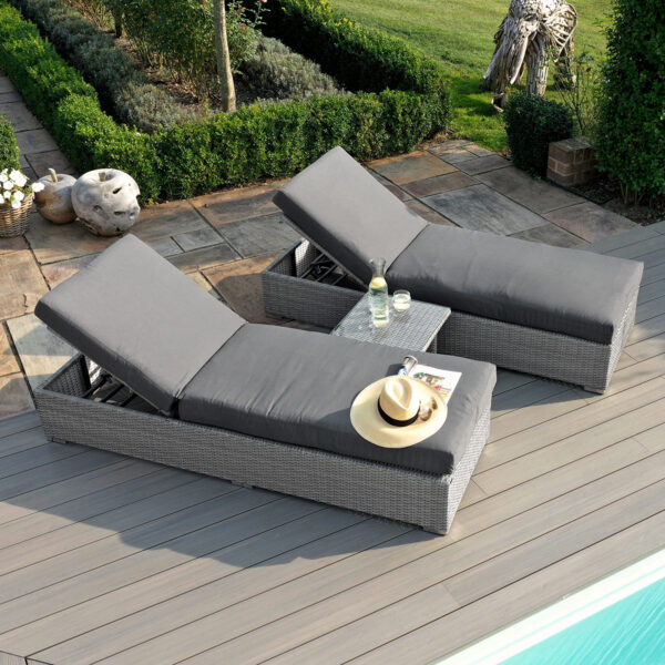 cartmel outdoor rattan sunlounger and side table set