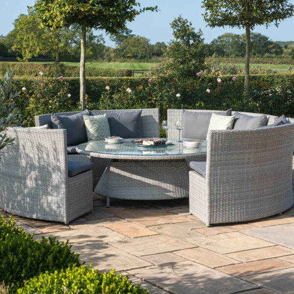 cartmel outdoor rattan round sofa dining set with adjustable table