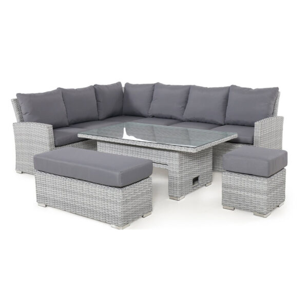 cartmel outdoor rattan corner sofa set with adjustable table
