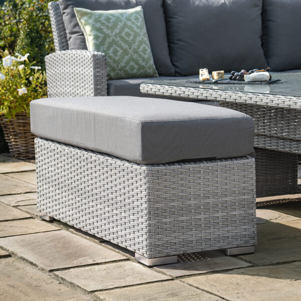 cartmel deluxe outdoor rattan corner sofa set with square adjustable table & ice bucket