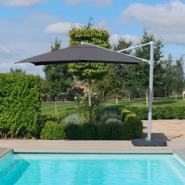 grey cantilever parasol square 3m with led lights