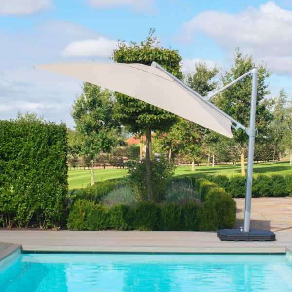 beige cantilever parasol square 3m with led lights