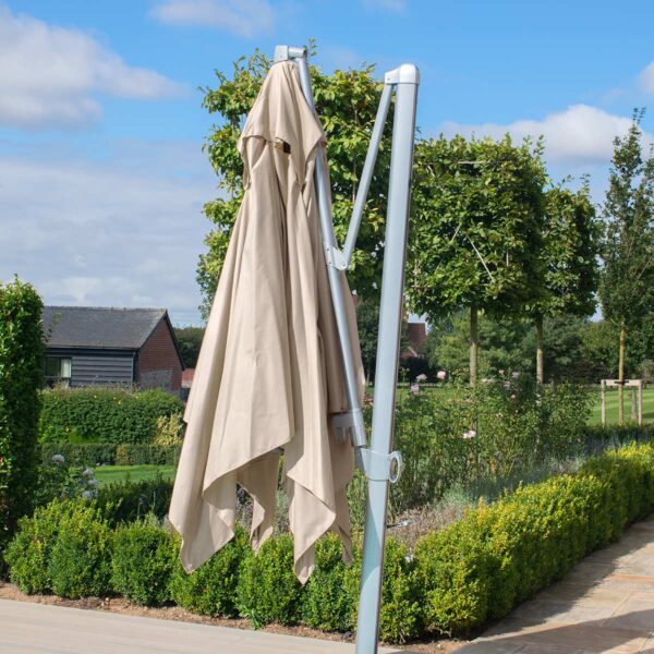 beige cantilever parasol square 3m with led lights