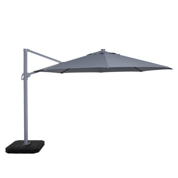 grey cantilever parasol round 3.5m with led lights