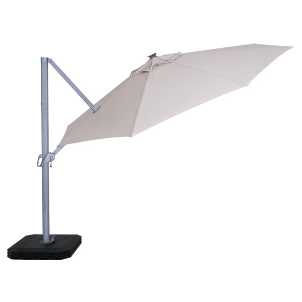 beige cantilever parasol round 3.5m with led lights
