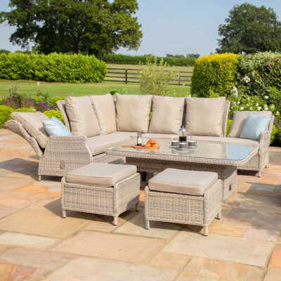 kendal outdoor rattan reclining corner dining set with adjustable table