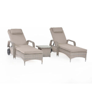 kendal outdoor rattan sunlounger and side table set